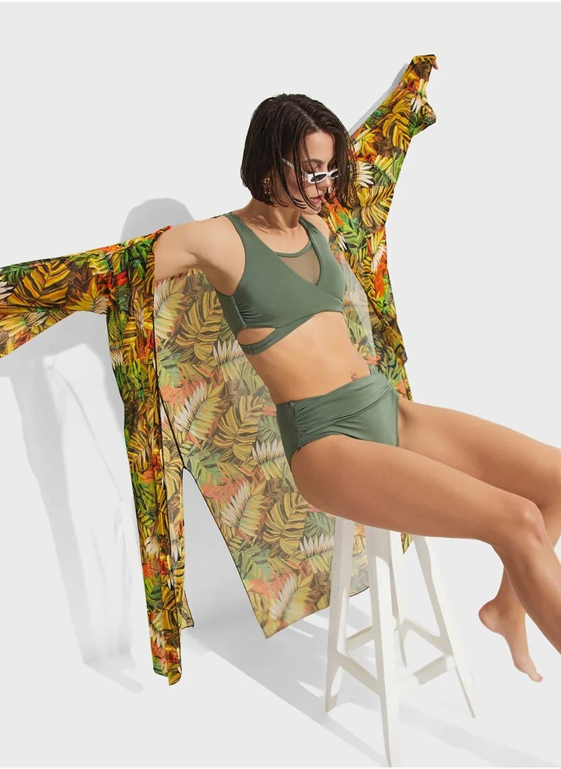 جون Mesh Printed Kimono