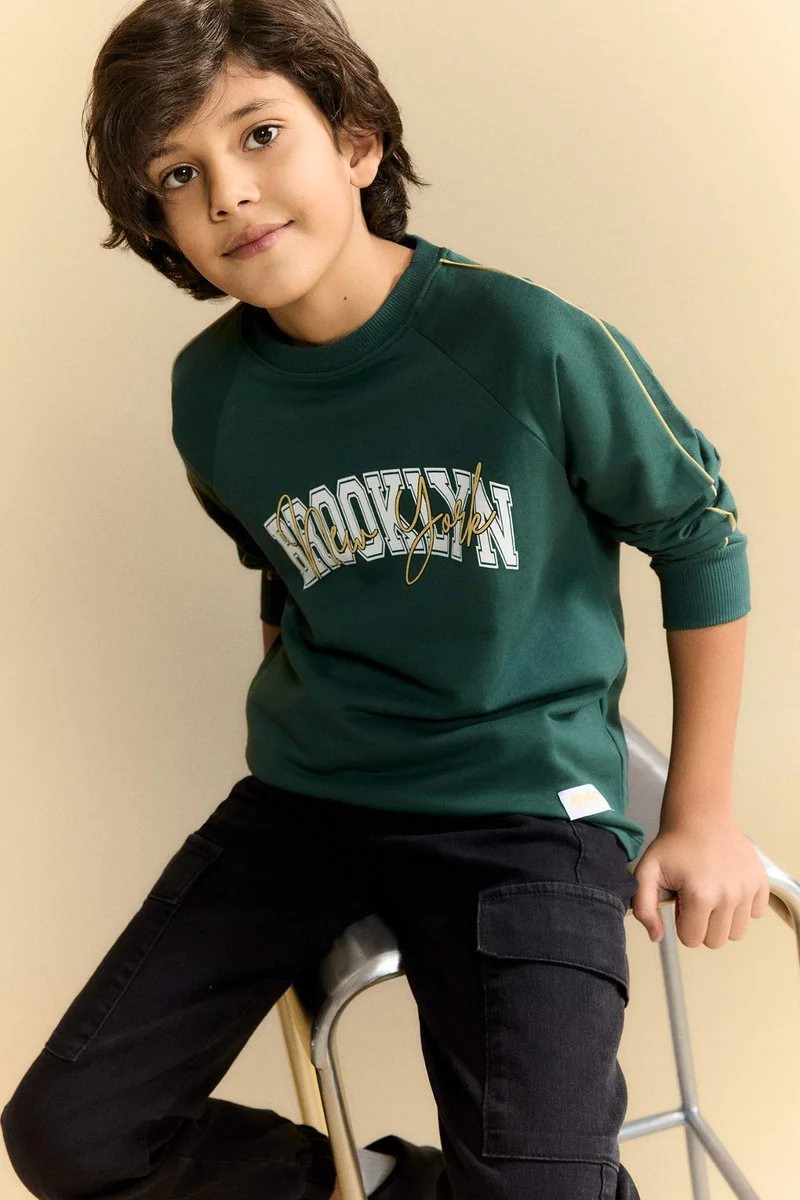 ديفاكتو Boy Oversize Crew Neck Printed T-Shirt