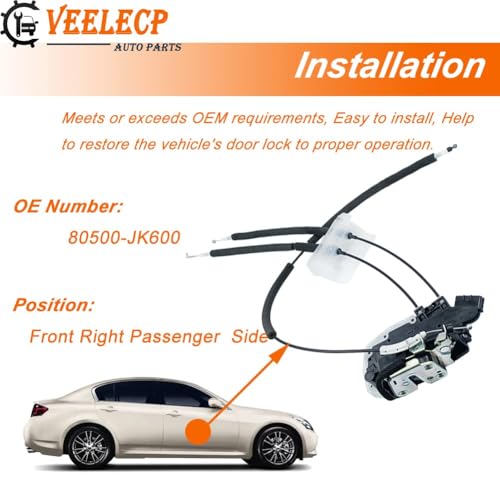 VEELECP Door Lock Actuator Compatible with 2011-2012 G25, 2007-2008 G35, 2009-2013 G37, 2015 Q40 Front Right Passenger Side - Image 5