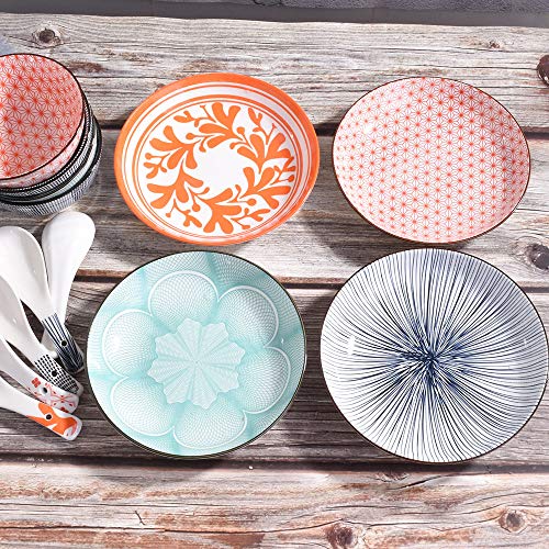 Whitenesser 7 Inch Japanese Dinner Plate Set of 4 Plates Ceramic Plates for Rye Toast Sausage Fried Egg Bacon Kimchi Fried Dumplings - Image 3