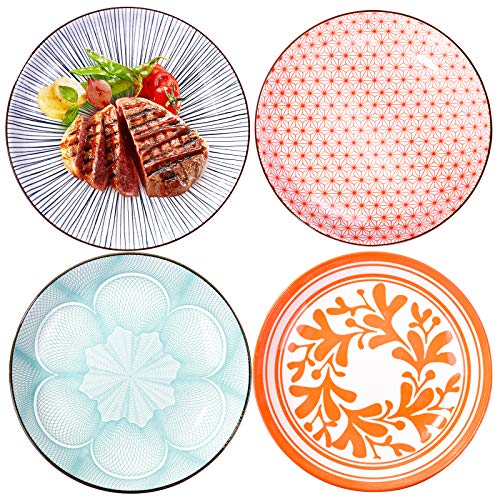 Whitenesser 7 Inch Japanese Dinner Plate Set of 4 Plates Ceramic Plates for Rye Toast Sausage Fried Egg Bacon Kimchi Fried Dumplings - Image 1
