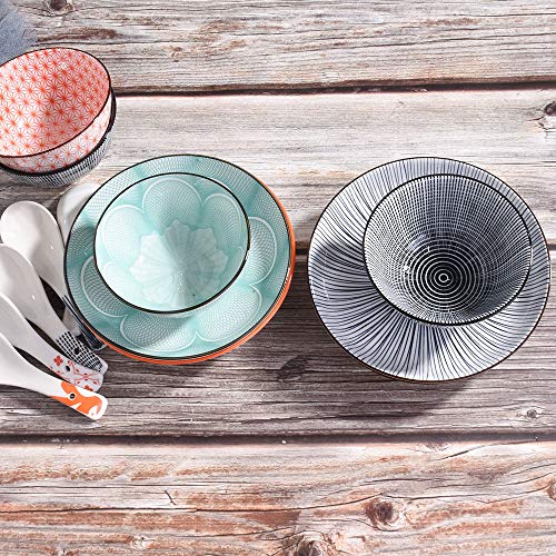 Whitenesser 7 Inch Japanese Dinner Plate Set of 4 Plates Ceramic Plates for Rye Toast Sausage Fried Egg Bacon Kimchi Fried Dumplings - Image 4