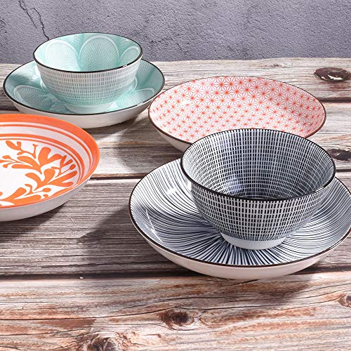 Whitenesser 7 Inch Japanese Dinner Plate Set of 4 Plates Ceramic Plates for Rye Toast Sausage Fried Egg Bacon Kimchi Fried Dumplings - Image 5