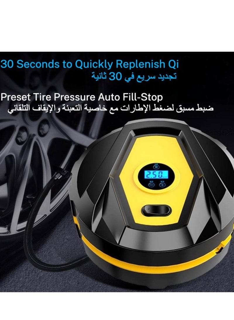 HuaKe Car Tire Inflator Air Compressor 12V DC, Digital Car Tire Pump 160 PSI, Preset Tire Pressure  Auto Shutoff, LED Light, Electric Air Pump for Car/Bike/Ball/Rubber Boat/ Beach Floating Bed - Image 2