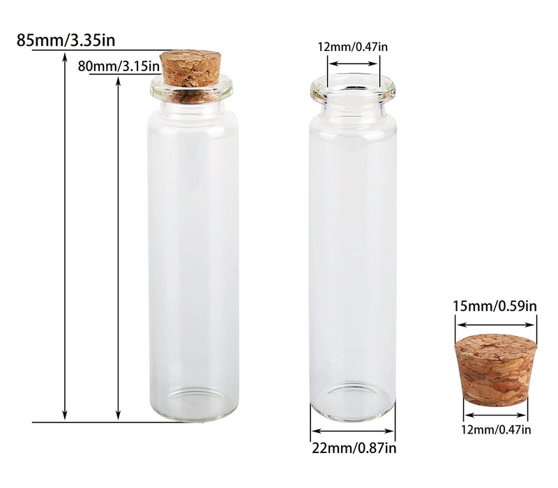 MaxMau 20ml Small Glass Bottles,Tiny Glass Vials,Jars with Cork Stoppers,Message Bottles,Wishing Bottle for Wedding Favors, Baby Shower Favors, DIY Art Craft Storage,24pcs - Image 3