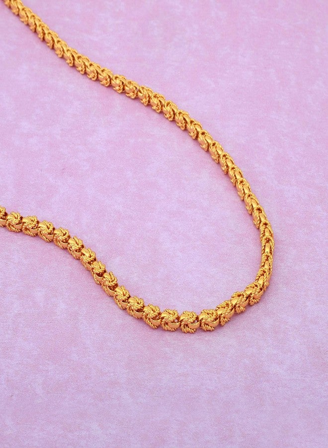 Superstore18 Brass 24 KT Micron Gold floral hand made Chain necklace Fashion Jewellery for Men and Women (SST1069CNSV) - Image 3