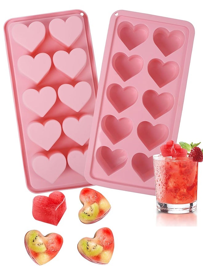 عبوتان من قوالب مكعبات الثلج على شكل قلب، قوالب شوكولاتة على شكل قلب بعشرة تجاويف لصنع مكعبات ثلج على شكل قلب، وحلوى عيد الحب، والويسكي، والمشروبات. - Image 1