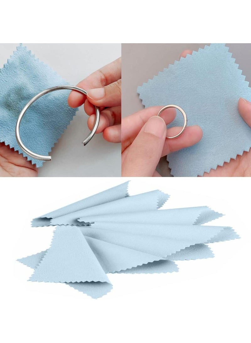 50pcs Jewelry Polishing Cloth - Non-Toxic for Silver, Gold & Platinum (Blue)
