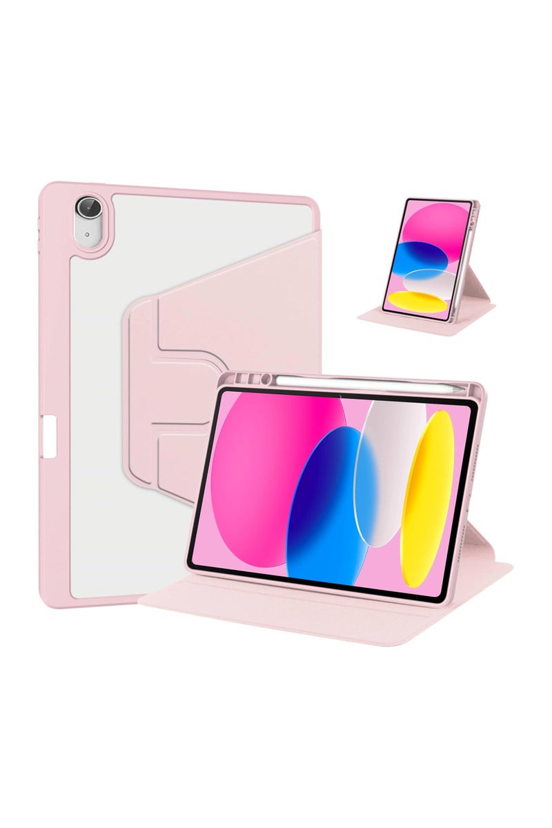 VKL Hybrid Case Compatible with iPad A16 11th Generation 11" 2025/10th Generation 10.9" 2022, Clear Acrylic Multi-Angle Hard PC Case with Pen Holder Protective Stand Cover for iPad A16 (Pink) - Image 1