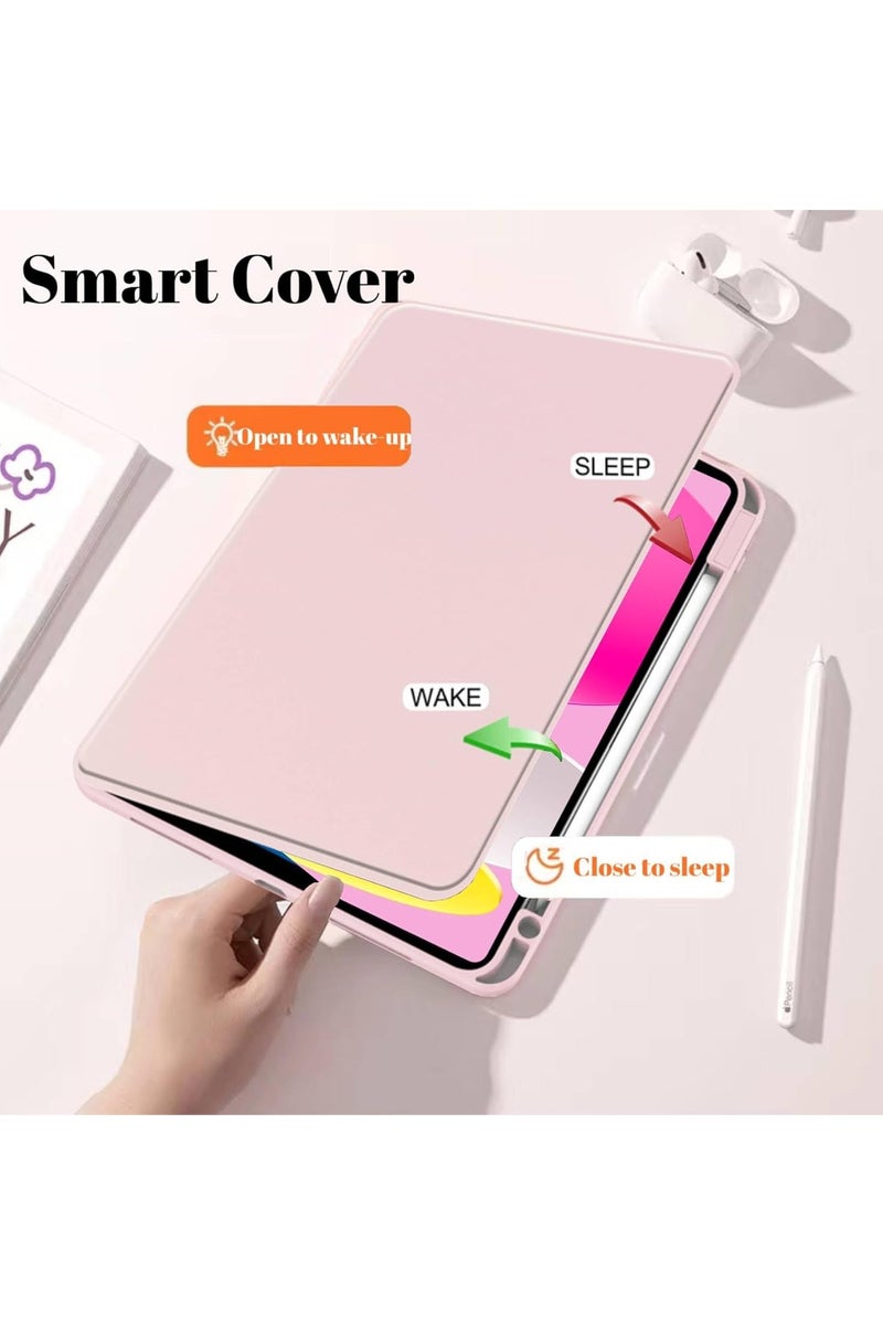 VKL Hybrid Case Compatible with iPad A16 11th Generation 11" 2025/10th Generation 10.9" 2022, Clear Acrylic Multi-Angle Hard PC Case with Pen Holder Protective Stand Cover for iPad A16 (Pink) - Image 2