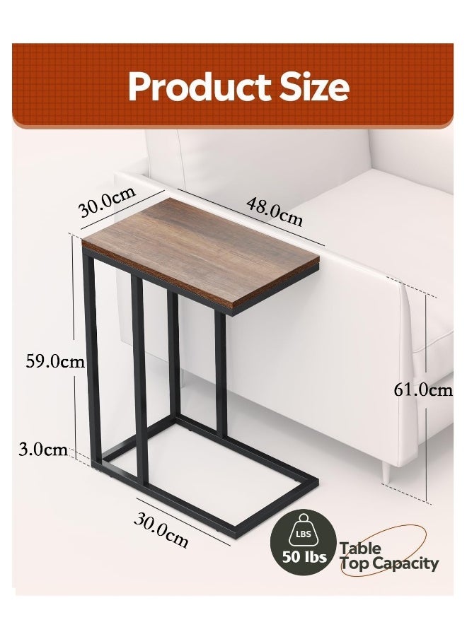 dida-cosmos - Side Table, C Shaped End Table for Couch, Sofa and Bed, Large Desktop C Table for Living Room, Bedroom, Bedside - Image 1