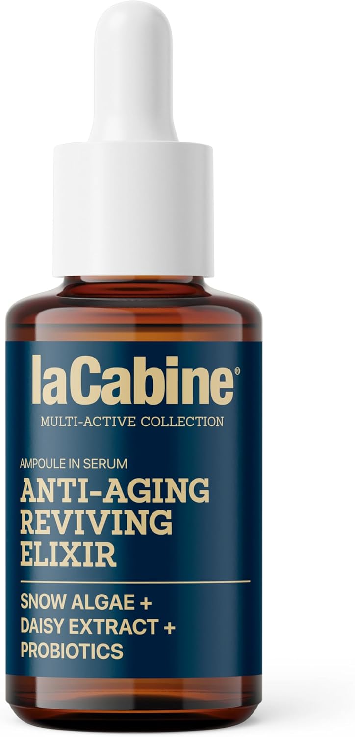 laCabine AntiAging Reviving Elixir Serum 30ml Concentrated AntiAgeing Face Serum with Snow Algae Powder Daisy Extract Prebiotics Reduces Wrinkles Evens Skin Tone Boosts Radiance