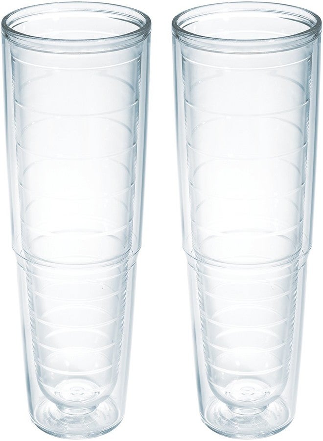 Tervis Clear & Colorful Tabletop Made in USA Double Walled Insulated Tumbler Travel Cup Keeps Drinks Cold & Hot, 24oz - 2pk, Clear - Image 1