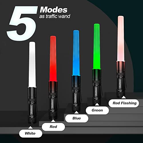 RoadHero 2 Pack 12 Inch Multi Color LED Flashlight Traffic Control Wand, 4 Colors in 1, Safety Signal Light Traffic Baton for Night Version and Parking Directing - Image 3
