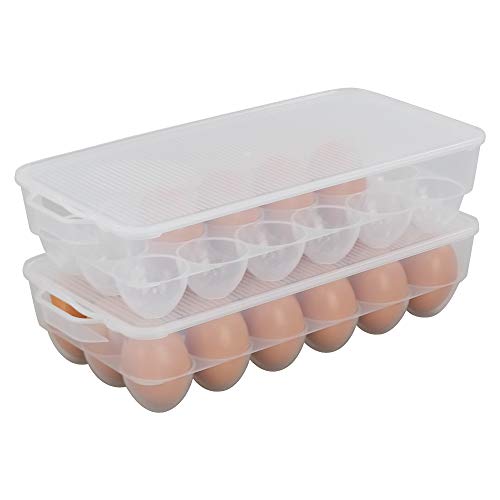 Begale 4-Pack Clear Egg Tray Container with Lid, Plastic Covered Egg Holder for Refrigerator, Fits 18 x 4 Eggs (72 Eggs) - Image 1