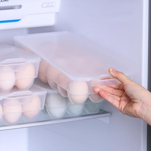 Begale 4-Pack Clear Egg Tray Container with Lid, Plastic Covered Egg Holder for Refrigerator, Fits 18 x 4 Eggs (72 Eggs) - Image 5
