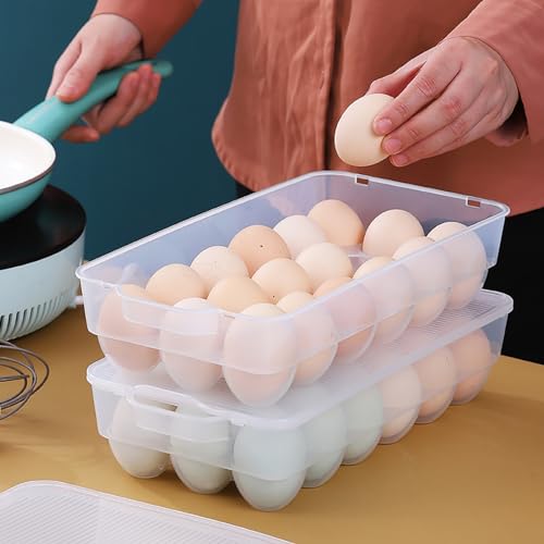 Begale 4-Pack Clear Egg Tray Container with Lid, Plastic Covered Egg Holder for Refrigerator, Fits 18 x 4 Eggs (72 Eggs) - Image 4