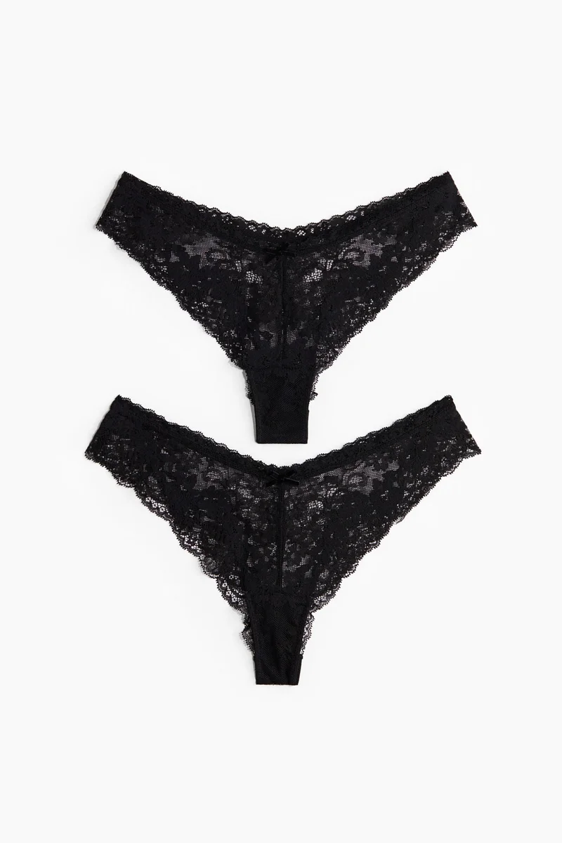 H&M 2-pack lace Brazilian briefs