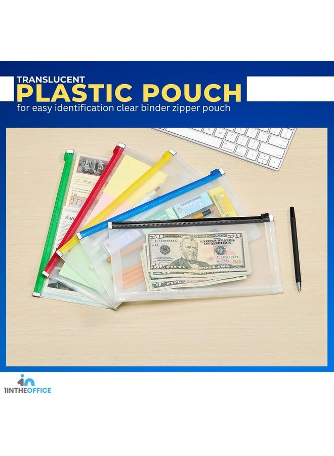 1InTheOffice Plastic Filing Envelopes With Zipper Closure Moisture Resistant Envelope Letter Size Assorted Colors Check Size (5 Pack)  - Image 5