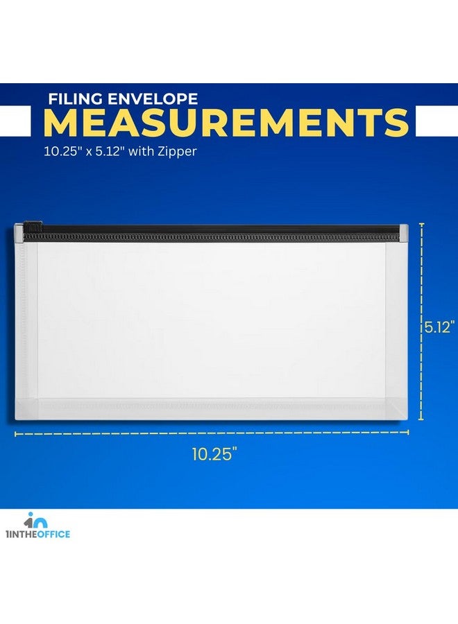 1InTheOffice Plastic Filing Envelopes With Zipper Closure Moisture Resistant Envelope Letter Size Assorted Colors Check Size (5 Pack)  - Image 3