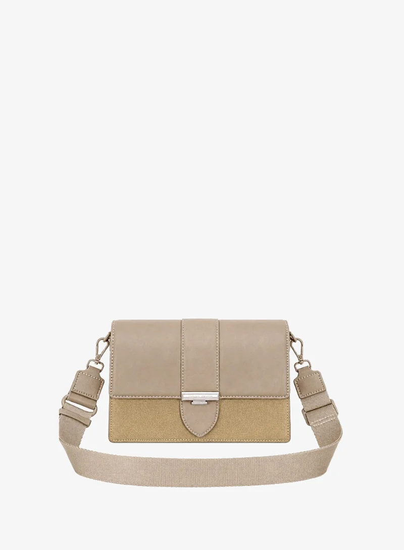 David Jones leather shoulder and cross body bag with flap- cross body leather and textile messenger purse with adjustable strap model cm7728