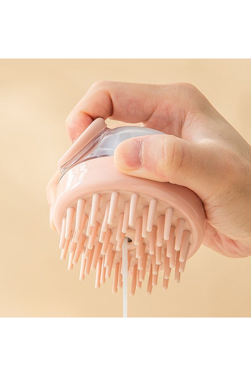 فرشاة تدليك فروة الرأس مع حاوية شامبو, مقشر فروة بشعيرات سيليكون ناعمة للعناية بالشعر الجاف والمبلل - Image 1