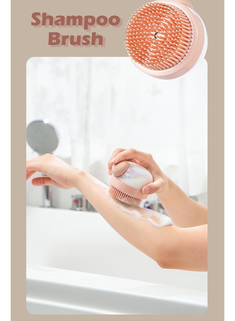 فرشاة تدليك فروة الرأس مع حاوية شامبو, مقشر فروة بشعيرات سيليكون ناعمة للعناية بالشعر الجاف والمبلل - Image 4