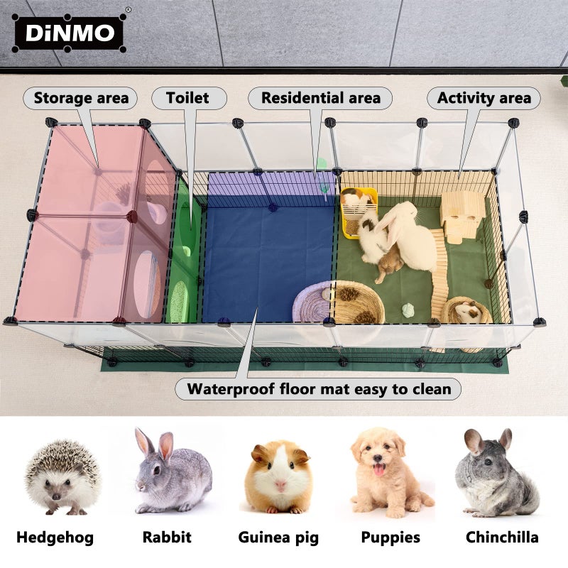 DINMO Small Animal Playpen with Oxford Mat, 24 inches Height, Pet Exercise Fence, Home Protector, Iron Mesh and Plastic Combination, Visualization, DIY, Games Hole Series, 60.2 x 24.8 x 24.8inch - Image 3