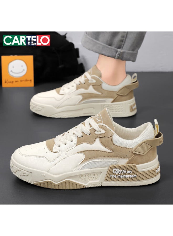 Cartelo Men's Spring Trendy Casual Shoes, Versatile Thick-soled Sneakers, Beige, Size 44 - Image 2