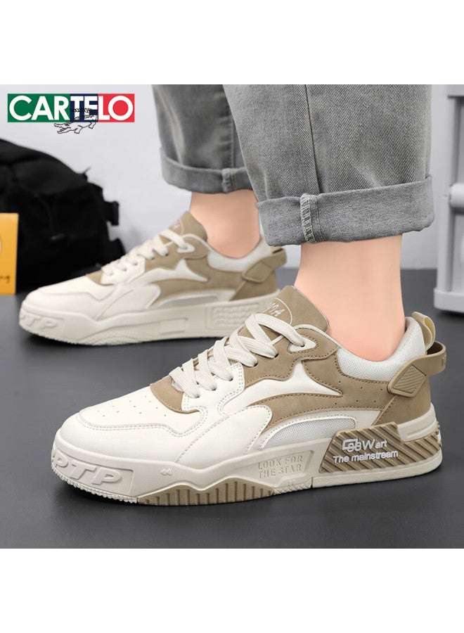 Cartelo Men's Spring Trendy Casual Shoes, Versatile Thick-soled Sneakers, Beige, Size 44 - Image 4