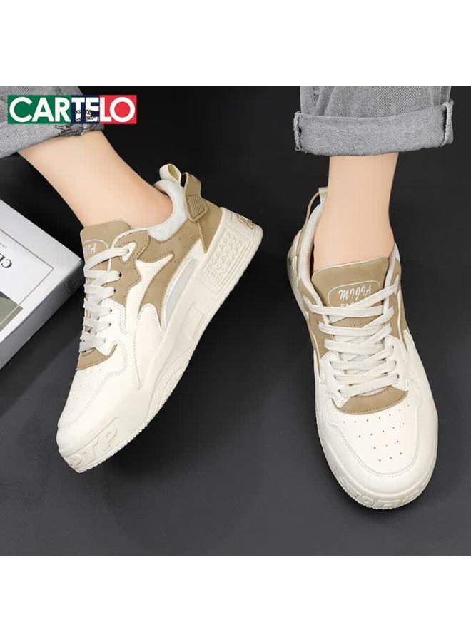 Cartelo Men's Spring Trendy Casual Shoes, Versatile Thick-soled Sneakers, Beige, Size 44 - Image 5