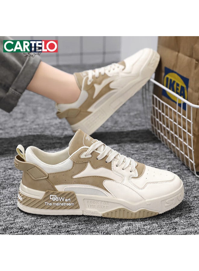 Cartelo Men's Spring Trendy Casual Shoes, Versatile Thick-soled Sneakers, Beige, Size 44 - Image 3