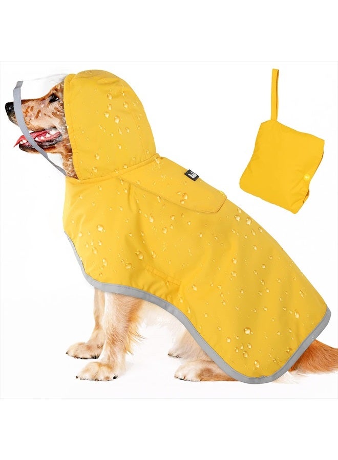 lukovee Dog Raincoat, Adjustable Dog Rain Jacket with Clear Hooded Double Layer for Large Medium Small Dogs Puppies, Waterproof Dog Rain Coat Poncho with Reflective Storage Pocket & Rim (Yellow, XXL) - Image 1