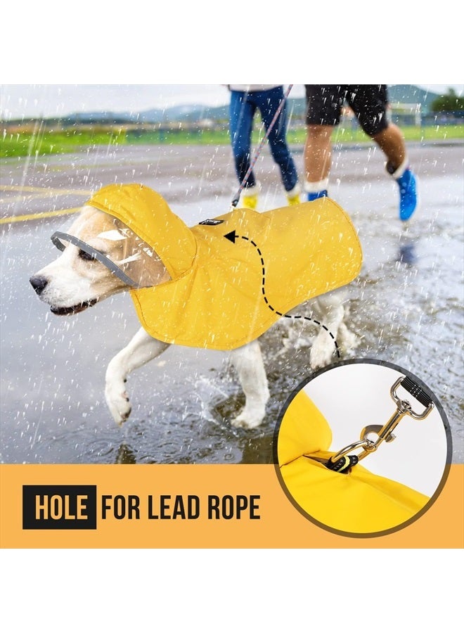 lukovee Dog Raincoat, Adjustable Dog Rain Jacket with Clear Hooded Double Layer for Large Medium Small Dogs Puppies, Waterproof Dog Rain Coat Poncho with Reflective Storage Pocket & Rim (Yellow, XXL) - Image 5