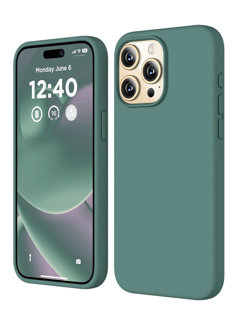 ELTRAZONE Compatible with iPhone 15 Pro Max Case, Liquid Silicone Case, Full Body Shockproof Protective Cover Slim Thin Phone Case with Soft Anti-Scratch Microfiber Lining, 6.7 inch-Pine Green - Image 1