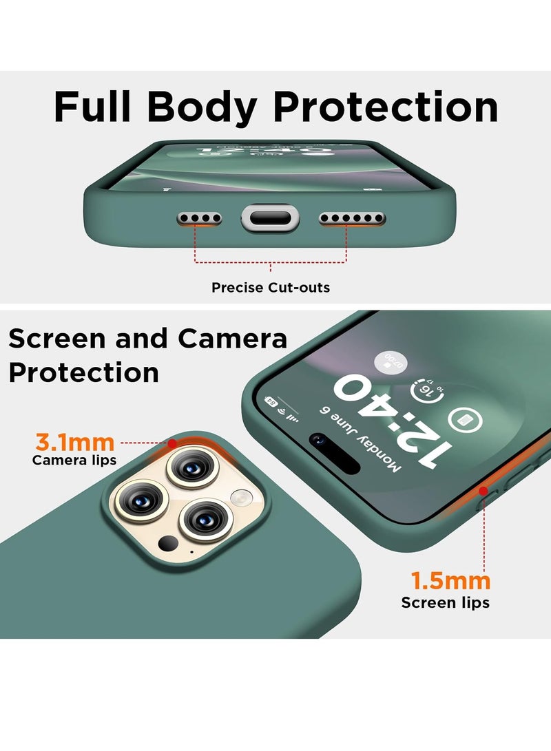 ELTRAZONE Compatible with iPhone 15 Pro Max Case, Liquid Silicone Case, Full Body Shockproof Protective Cover Slim Thin Phone Case with Soft Anti-Scratch Microfiber Lining, 6.7 inch-Pine Green - Image 4