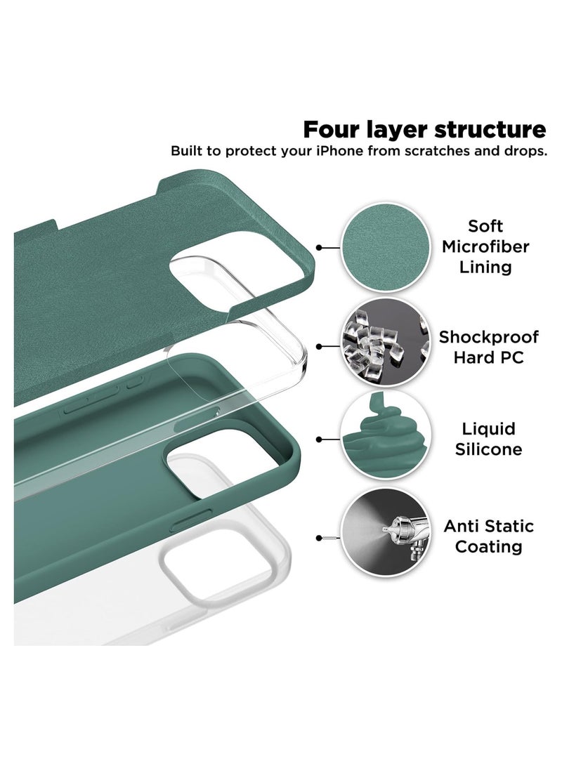 ELTRAZONE Compatible with iPhone 15 Pro Max Case, Liquid Silicone Case, Full Body Shockproof Protective Cover Slim Thin Phone Case with Soft Anti-Scratch Microfiber Lining, 6.7 inch-Pine Green - Image 3