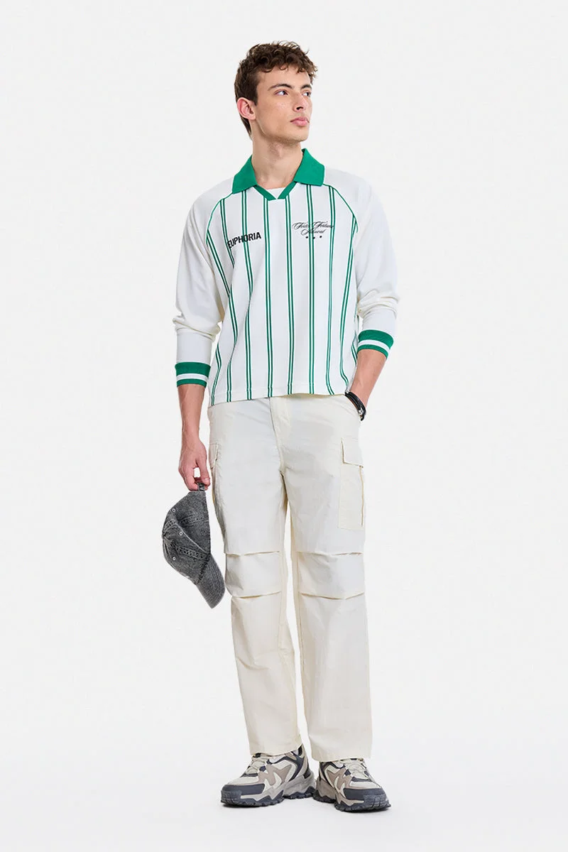 سنيتش Off White Solid Loose Fit Streetwear Cargo