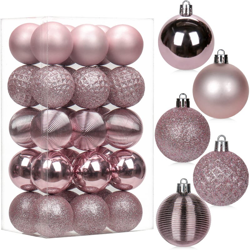 Briful 30PCS 2"" Christmas Ball Ornaments Shatterproof Pink Christmas Tree Decorations Xmas Tree Balls Halloween Ornaments D?cor - Image 1