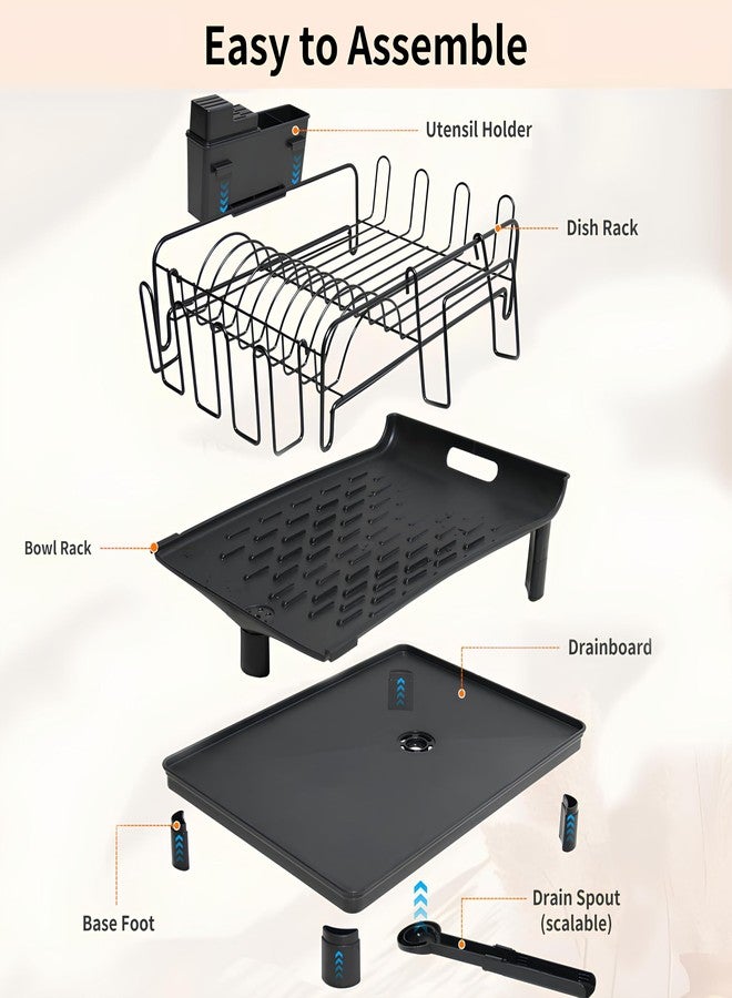 ifory Large Dish Drying Rack for Kitchen Counter - Expandable, Extra Large Dish Rack with Drainboard, Cutlery & Mug Holder - Anti-Rust, Space-Saving Design Perfect for Small Kitchens - Image 5