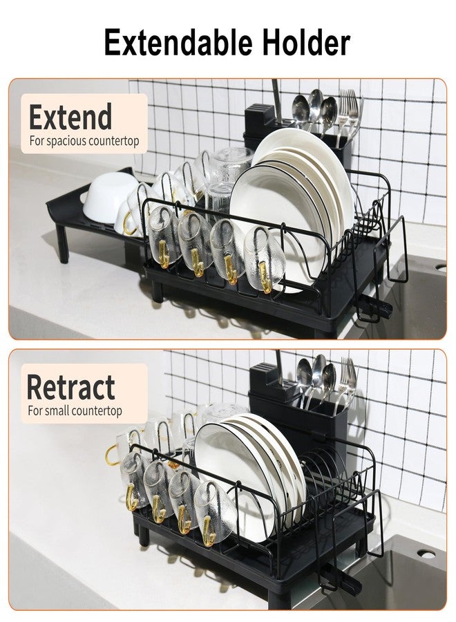 ifory Large Dish Drying Rack for Kitchen Counter - Expandable, Extra Large Dish Rack with Drainboard, Cutlery & Mug Holder - Anti-Rust, Space-Saving Design Perfect for Small Kitchens - Image 2