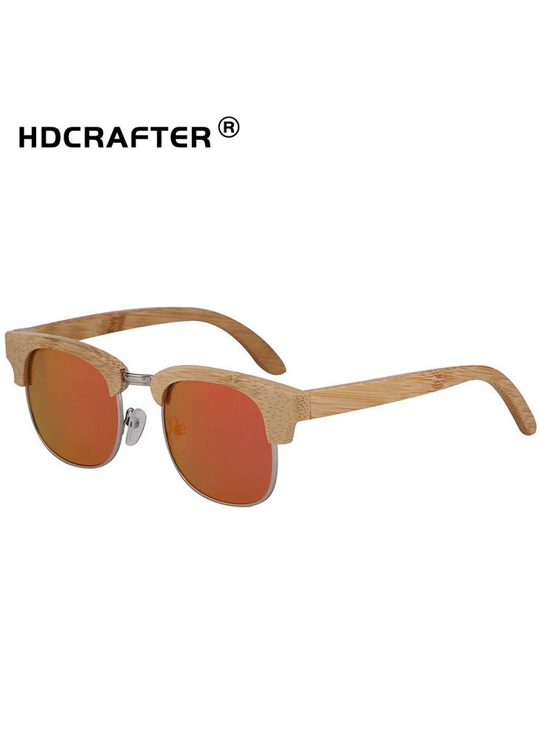 HDCRAFTER New Bamboo Wood Half Frame Polarized Sunglasses - Image 3