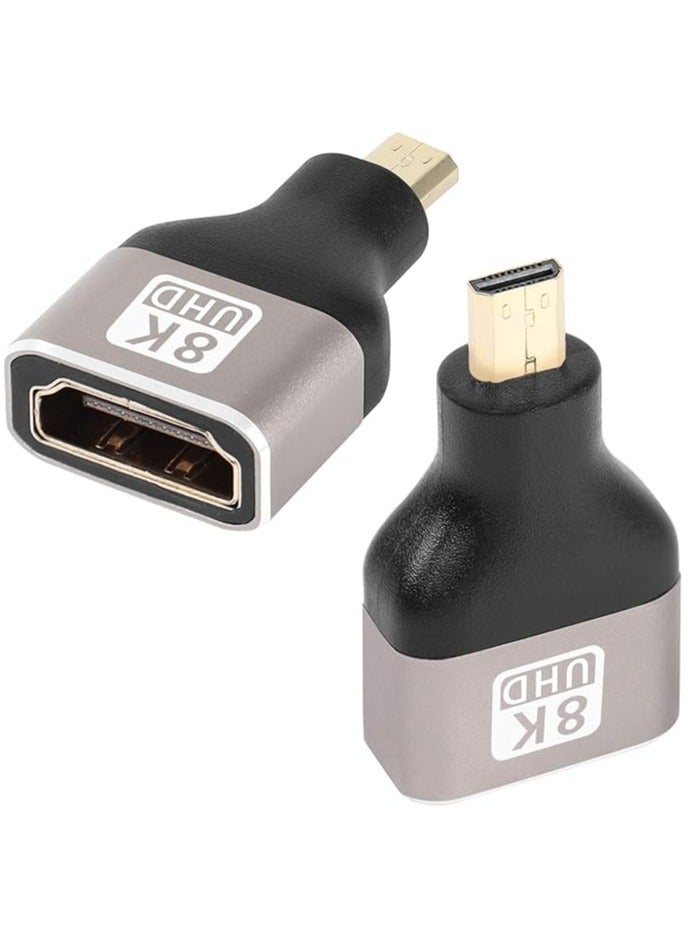 erorex 2 Pack 8k Micro HDMI to HDMI Adapter, Micro HDMI Male to HDMI A Female, Standard Micro HDMI Adapter 2.1 Version, Support 8K@60Hz/4K@120Hz HDR ARC, Compatible for Camera, DSLR, Tablet  - Image 1