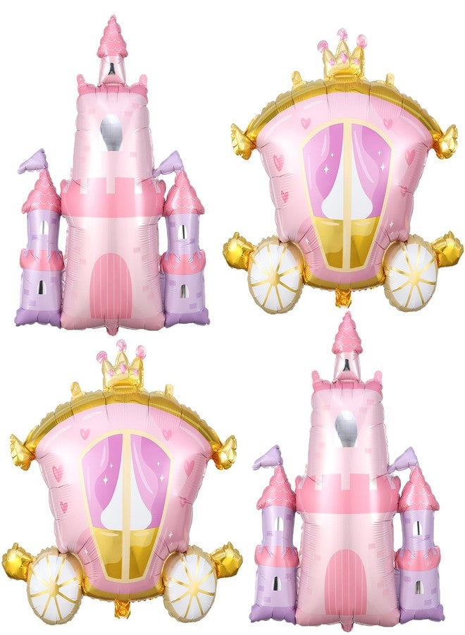 GIHOO Princess Birthday Party Decorations 4pcs Castle and Carriage Foil Balloons for Girls Princess Birthday Baby Shower Party Supplies - Image 1