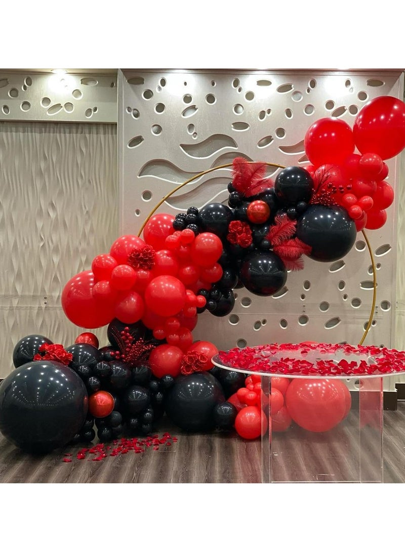 بالونات لاتكس باللونين الأحمر والأسود، 67 قطعة من بالونات الحفلات باللونين الأسود والأحمر لأعياد الميلاد والتخرج وكازينو الشواء وتزيين حفلات بطاقات البوكر - Image 4