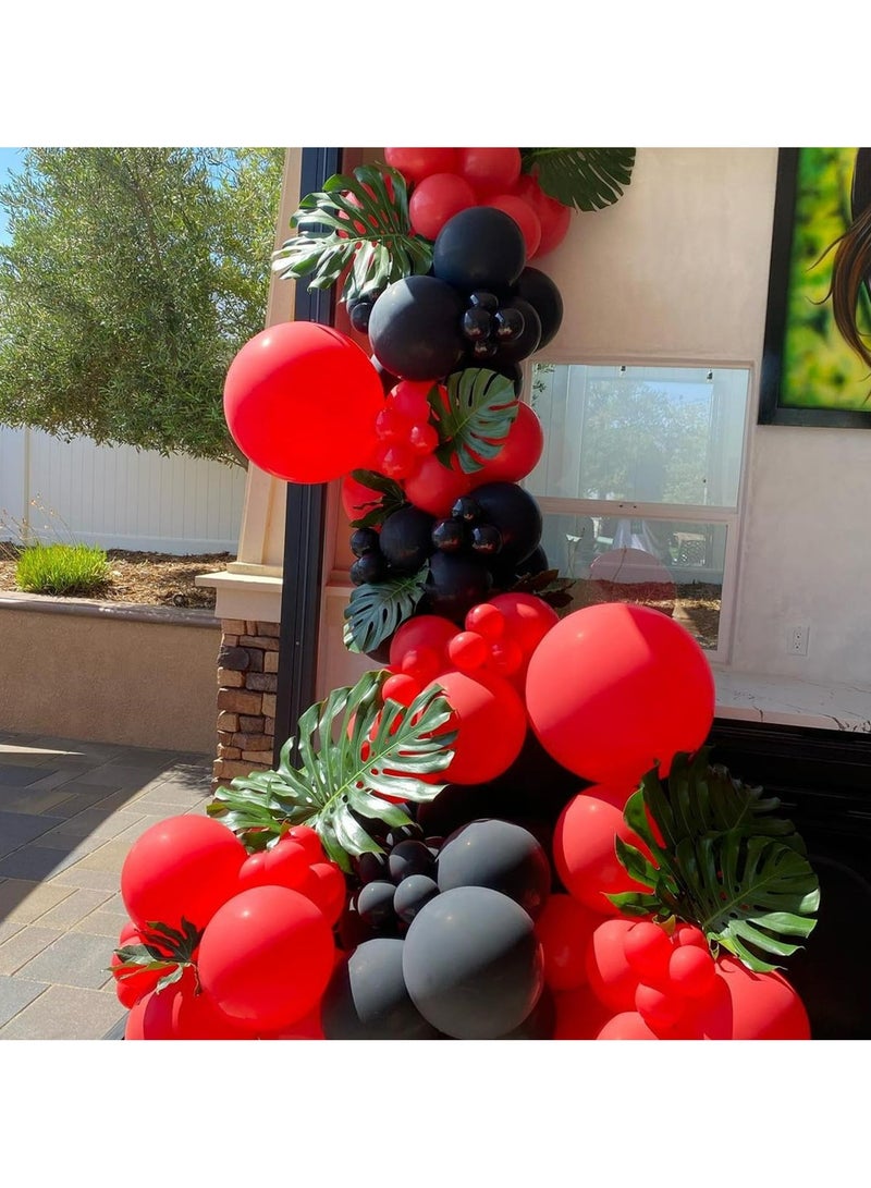 بالونات لاتكس باللونين الأحمر والأسود، 67 قطعة من بالونات الحفلات باللونين الأسود والأحمر لأعياد الميلاد والتخرج وكازينو الشواء وتزيين حفلات بطاقات البوكر - Image 5