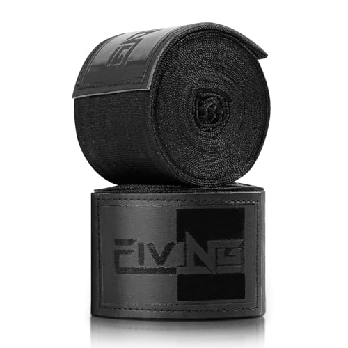FIVING Premium Handwraps 180 inches Elastic Hand Wraps with Thumb Loop for Boxing, MMA, Muay Thai and Other Martial Arts 4m for Men & Women (Black, 4.5m) - Image 1