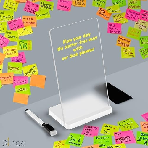 3 Lines to Do List Acrylic Board for Desk (12X8 CM)| Best Planner & Organiser | White Acrylic Base | with Marker & Cleaning Fabric | Blank Translucent Planner | Small Size - Image 5