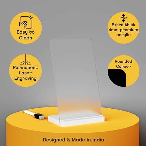 3 Lines to Do List Acrylic Board for Desk (12X8 CM)| Best Planner & Organiser | White Acrylic Base | with Marker & Cleaning Fabric | Blank Translucent Planner | Small Size - Image 4