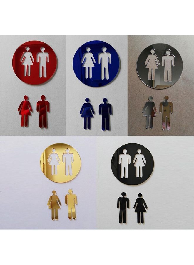 NIBEMINENT 5-Piece Toilet Sign Combination Wall Sticker Set Multicolour 60x 90cm